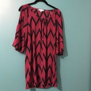 Striped cold shoulder dress